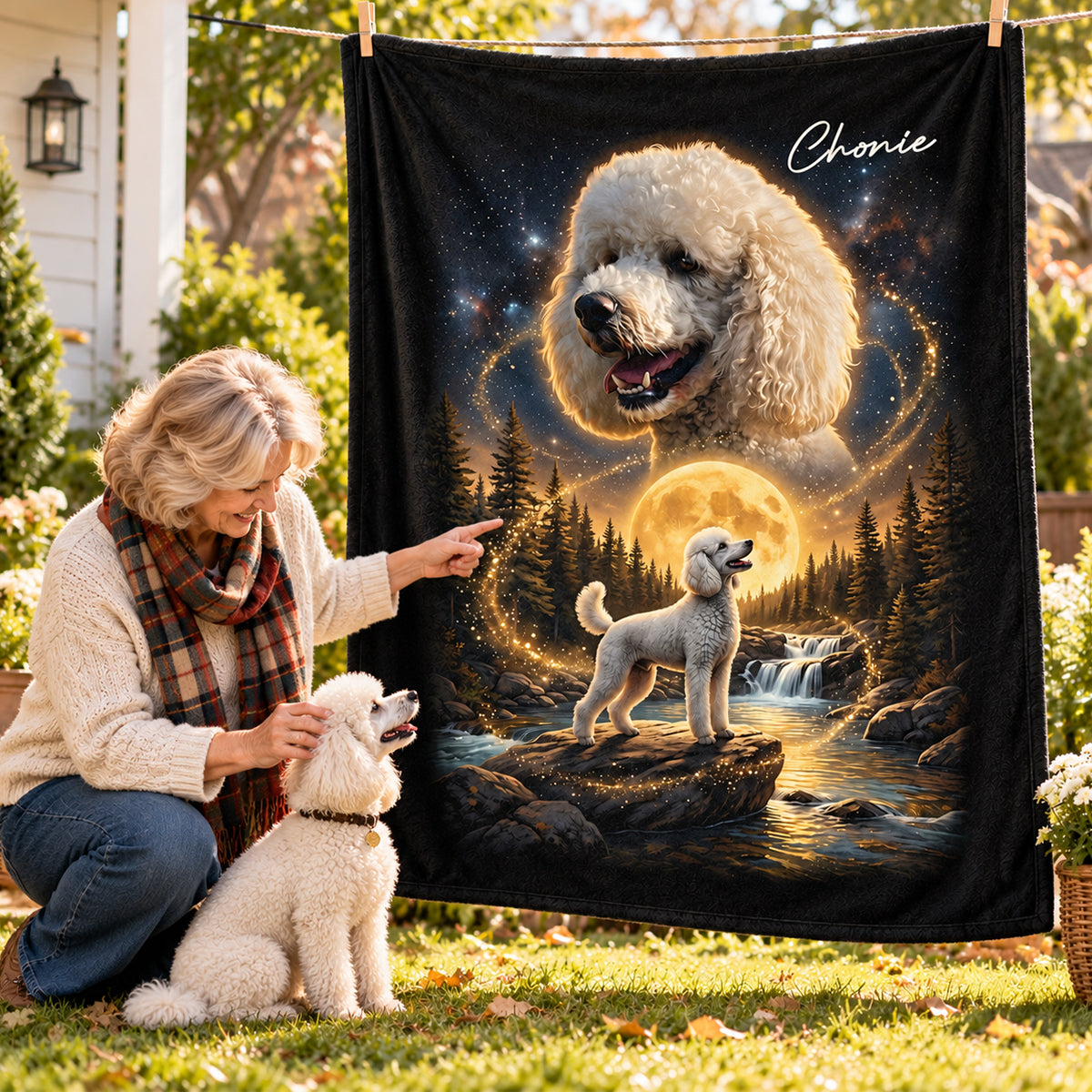 Dog Howling to the Moon - Personalized Fleece Blanket - Gift for Dog, Cat Lovers, Pet Memorial Gift, Christmas Gift for Her, for Him