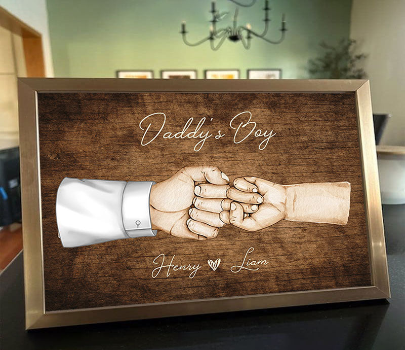 Daddy's Team Fist Bump Personalized Poster, Father's Day Gift For Dad, Grandpa, Husband