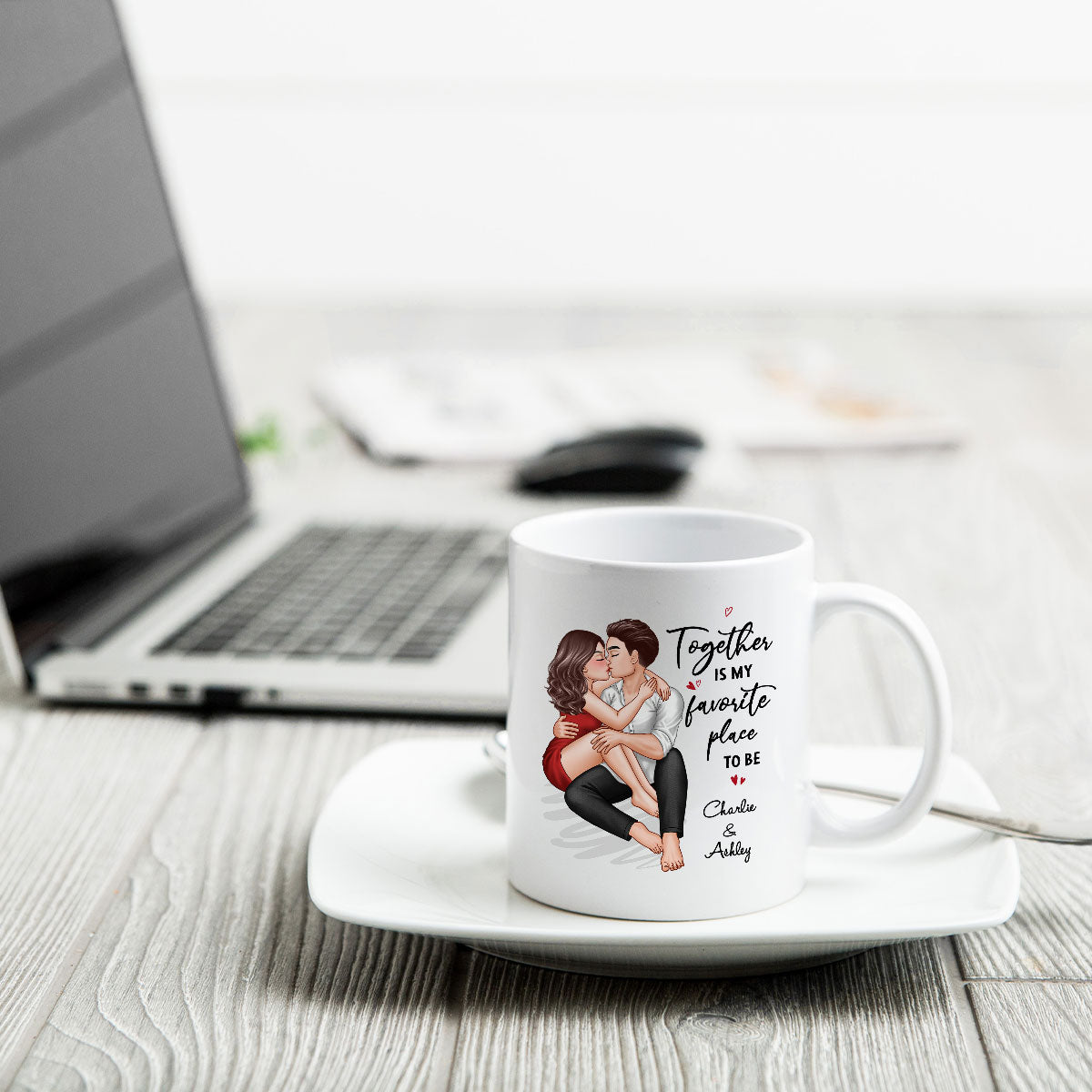 Couple Embrace & Kiss Gift For Him For Her Personalized Mug