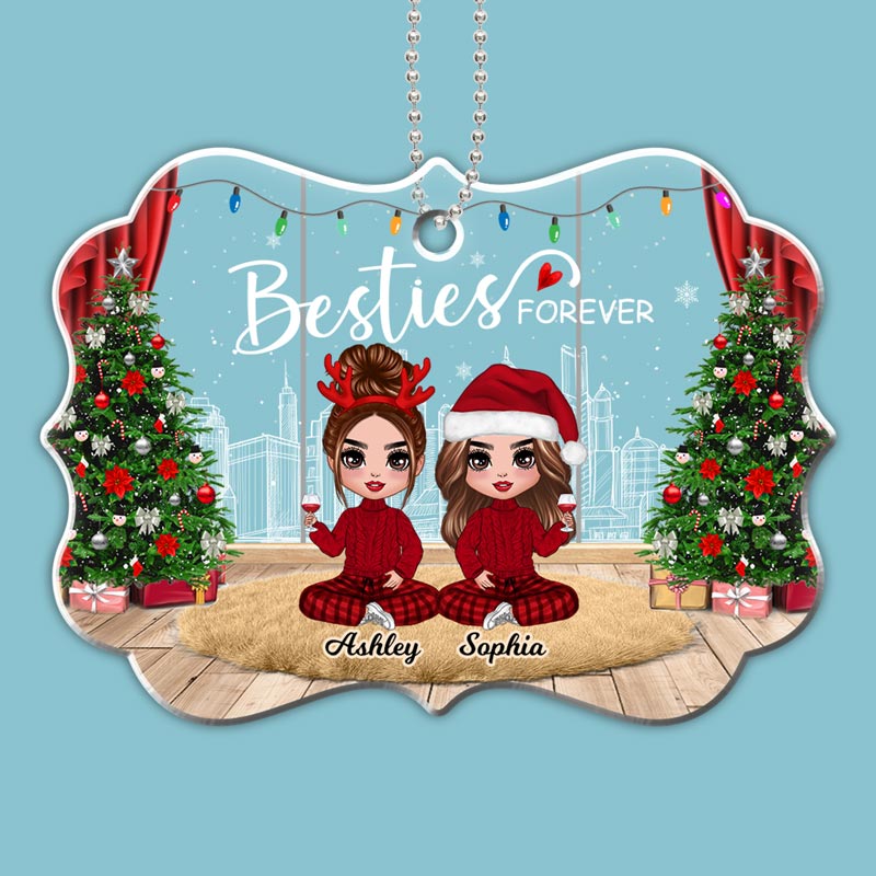 Doll Girls Besties Sisters Christmas Window Personalized Acrylic Ornament