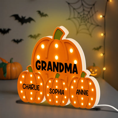 3D Effect Grandma Little Pumpkins Marquee Pattern Effect Flat - Personalized Light Box