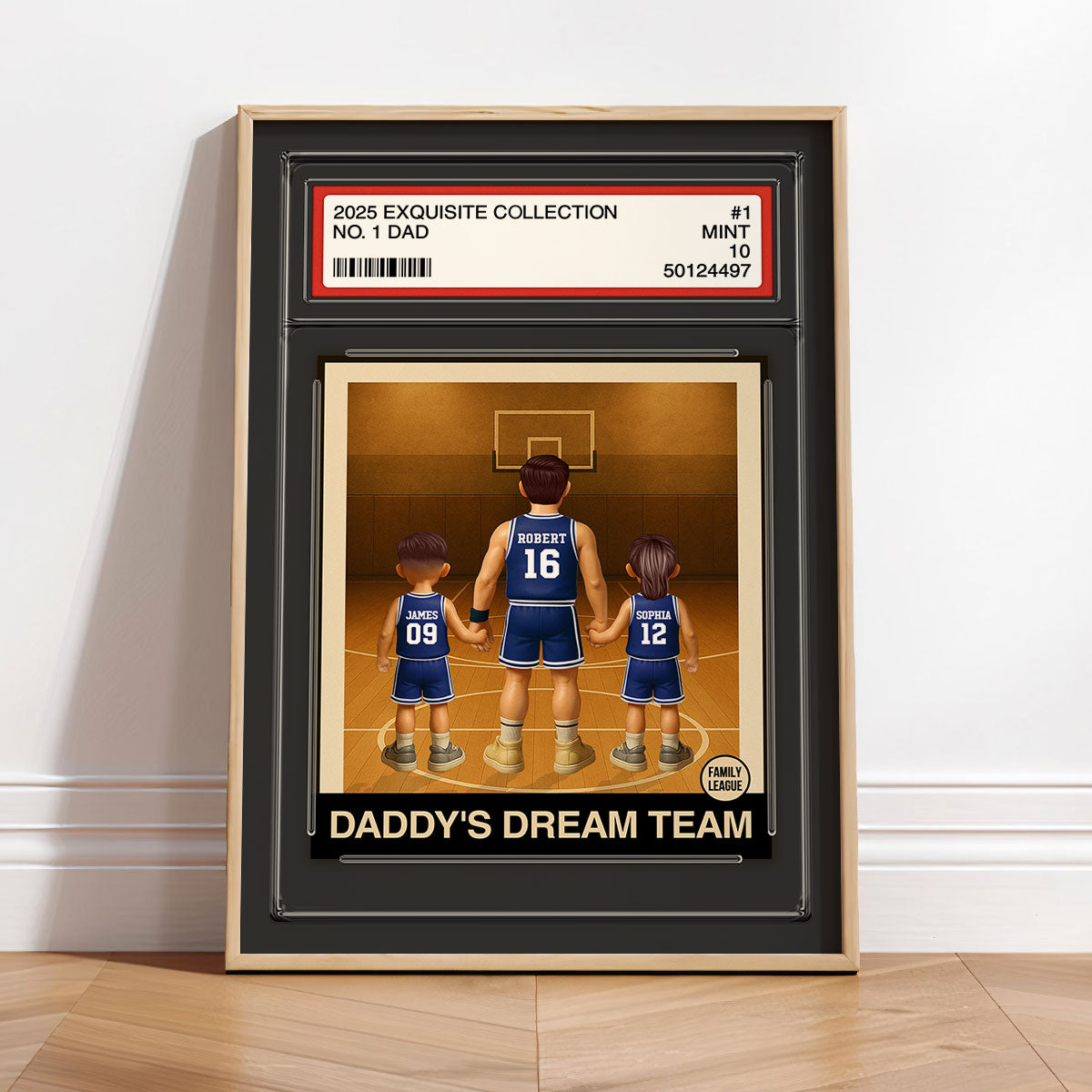 Basketball No. 1 Dad Man & Kids Trading Card Style Personalized Poster