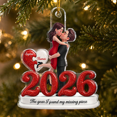The Year I Found My Missing Piece 2D Flat - Personalized Acrylic Ornament - Christmas Keepsake for Couples