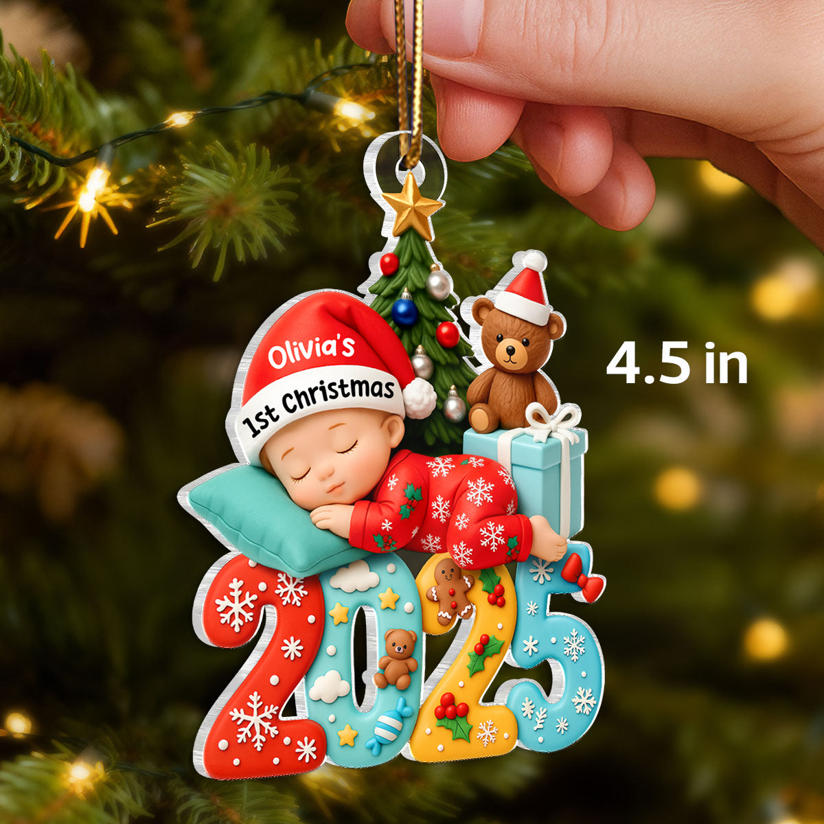 Baby First Christmas 2025 - Personalized Acrylic Ornament - Heartwarming Christmas Gift For New Born, Baby