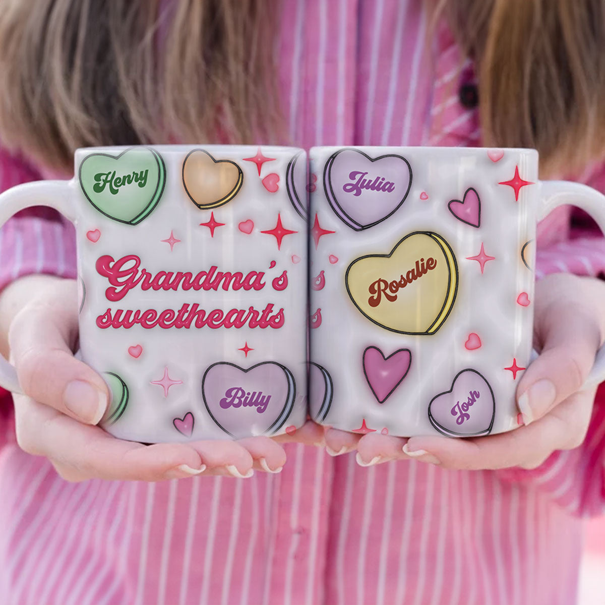 Grandma's Sweethearts Personalized 3D Inflated Effect Mug, Gift for Grandma