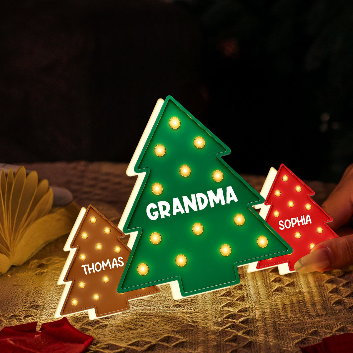 Christmas Tree Grandma Grandkids Christmas Personalized LED Light Box