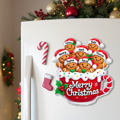 Merry Christmas Gingerbread Family Personalized Acrylic Fridge Magnet