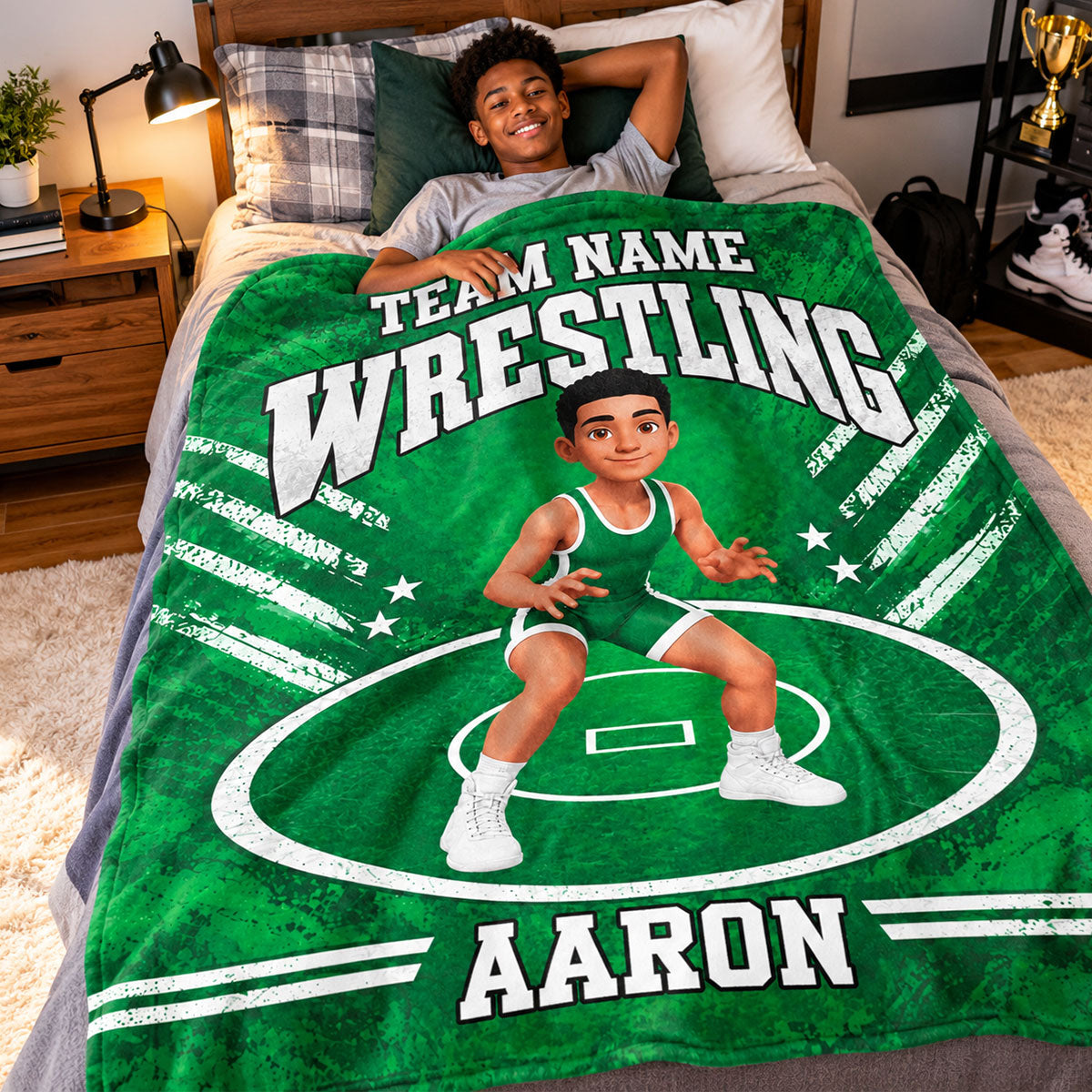 Wrestling Boy Girl Custom Name And Team Name - Personalized Fleece Blanket - Christmas Gift For Grandson, Son, Granddaughter, Daughter