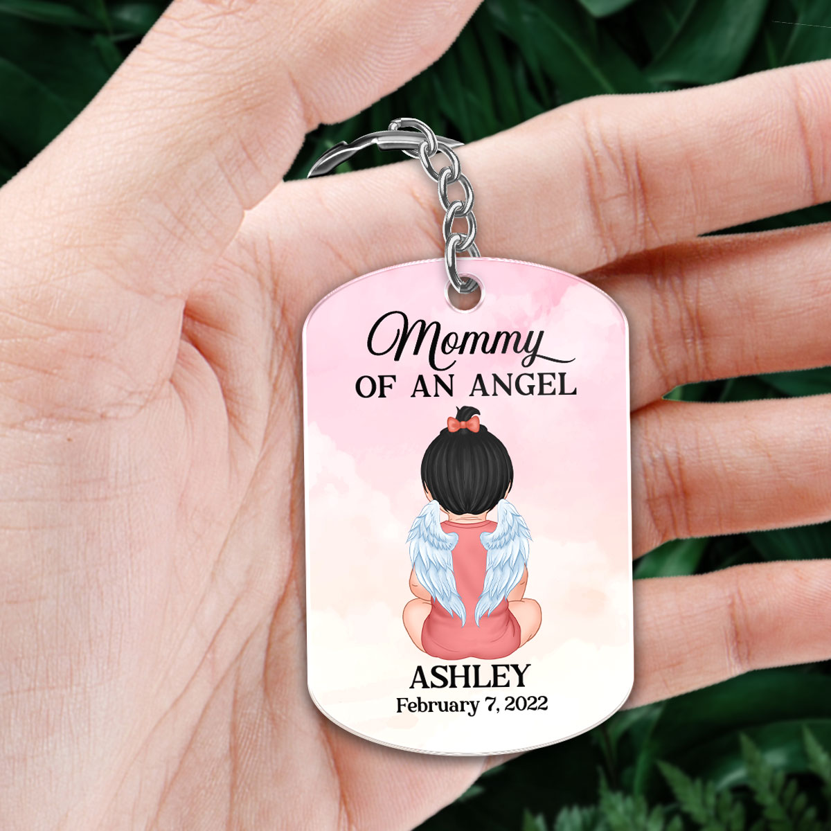 Mom Dad Of An Angel Miscarriage Infant Loss Memorial Sympathy Gift Personalized Acrylic Keychain