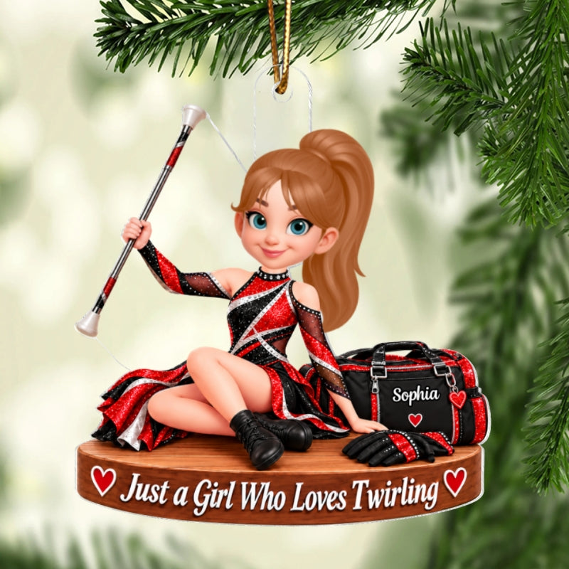 Just a Girl Who Loves Twirling - Personalized Acrylic Ornament - Christmas Gift for Daughter, Granddaughter, Niece