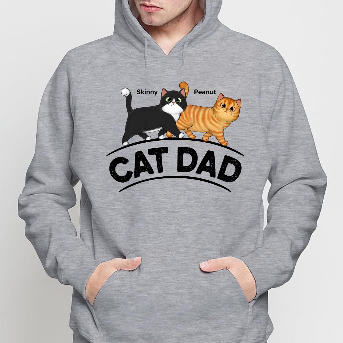 Cat Dad Fluffy Walking Cats Personalized Shirt