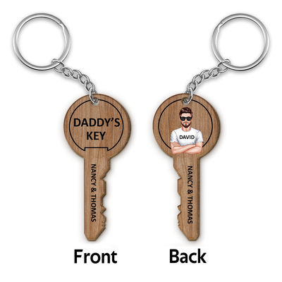 Dad Grandpa‘s Key Key Shape Personalized Wooden Keychain