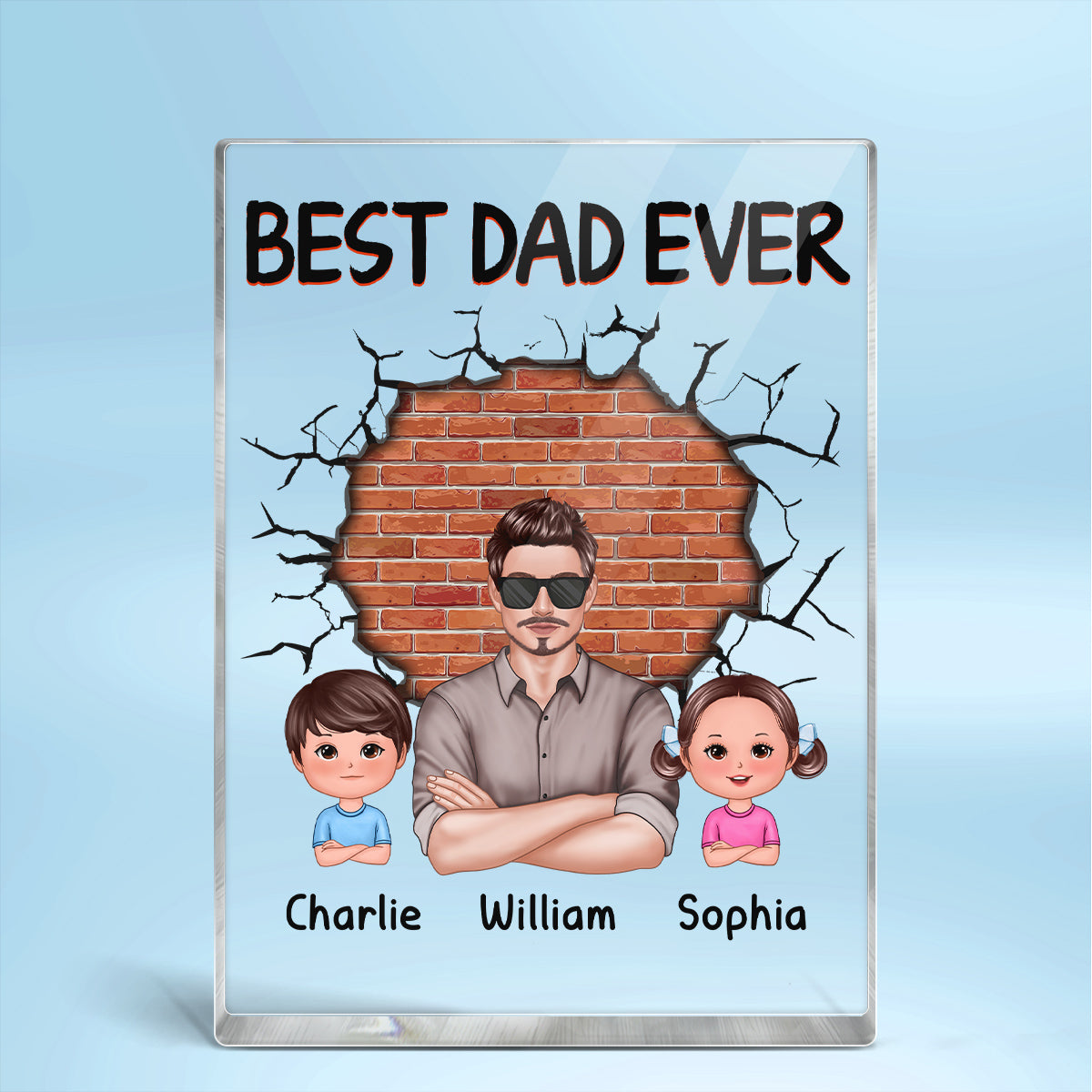 Best Dad Real Man And Kids Brick Personalized Rectangle Acrylic Block Plaque