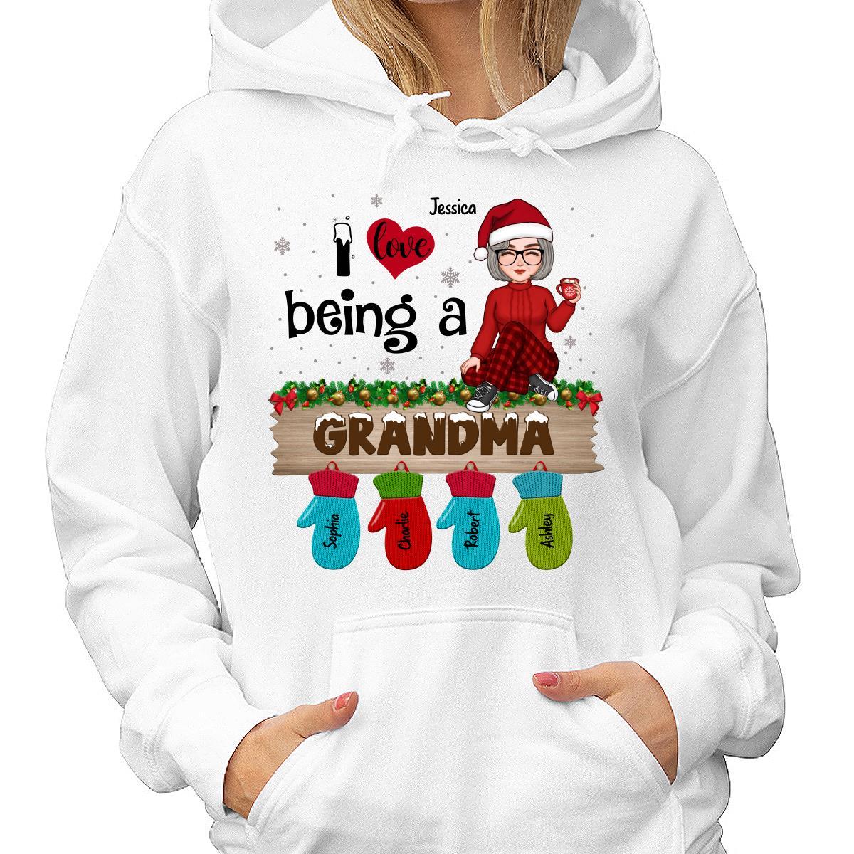 Love Being Grandma Mom Christmas Gloves Kids Names Personalized Shirt