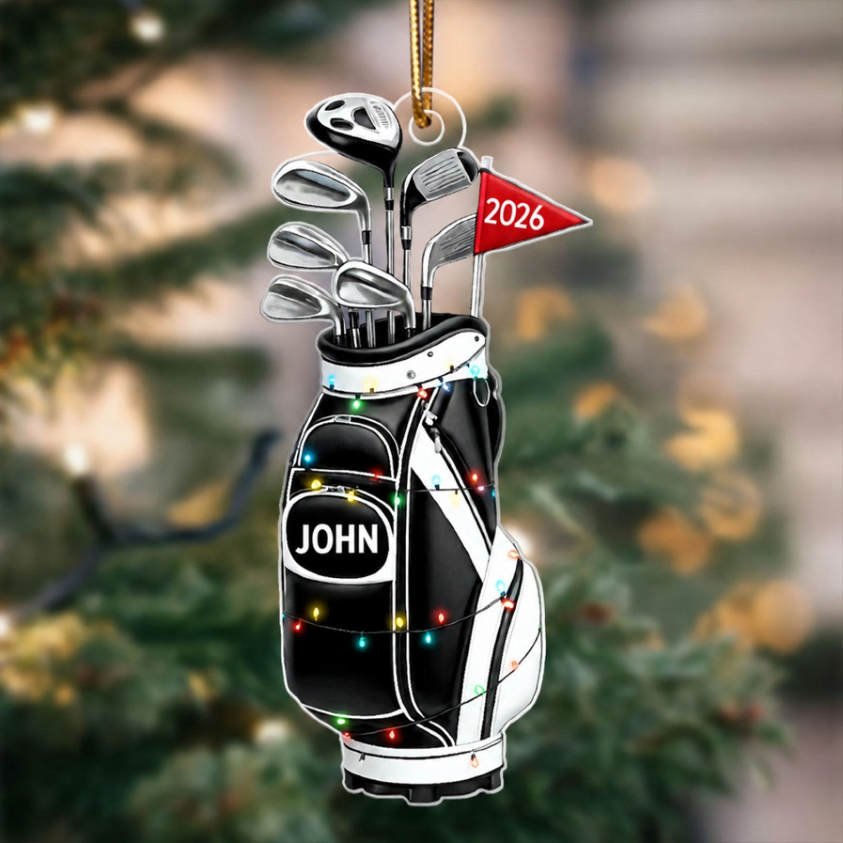 Custom Golf Bag - Personalized Acrylic Ornament - Christmas Gift for Golf Lovers, Gift for him, Dad, Grandpa