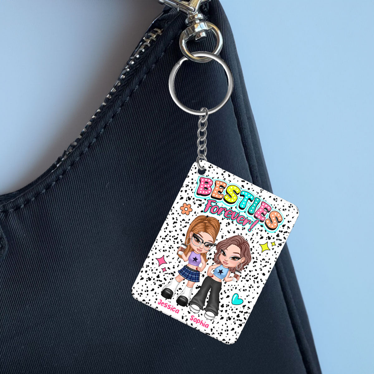 Y2K Besties Dalmation Dot Colorful Pattern Personalized Acrylic Keychain
