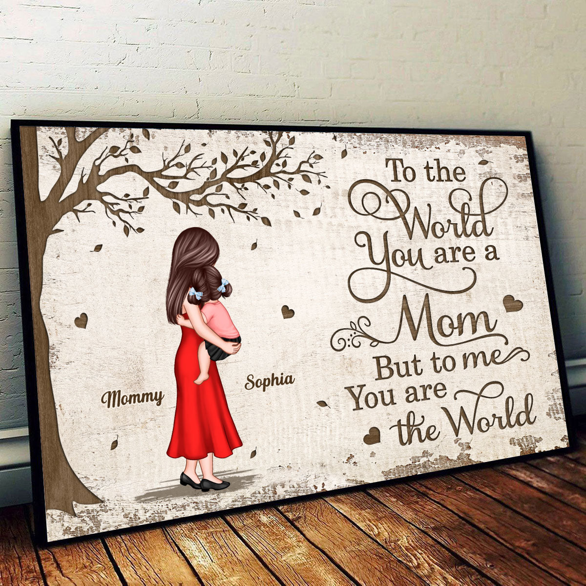 Mom Holding Kid Under Tree Personalized Poster, Gift For Mom