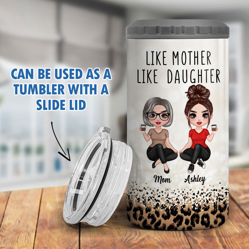 Doll Like Mother Like Daughter Leopard Personalized 4 In 1 Can Cooler