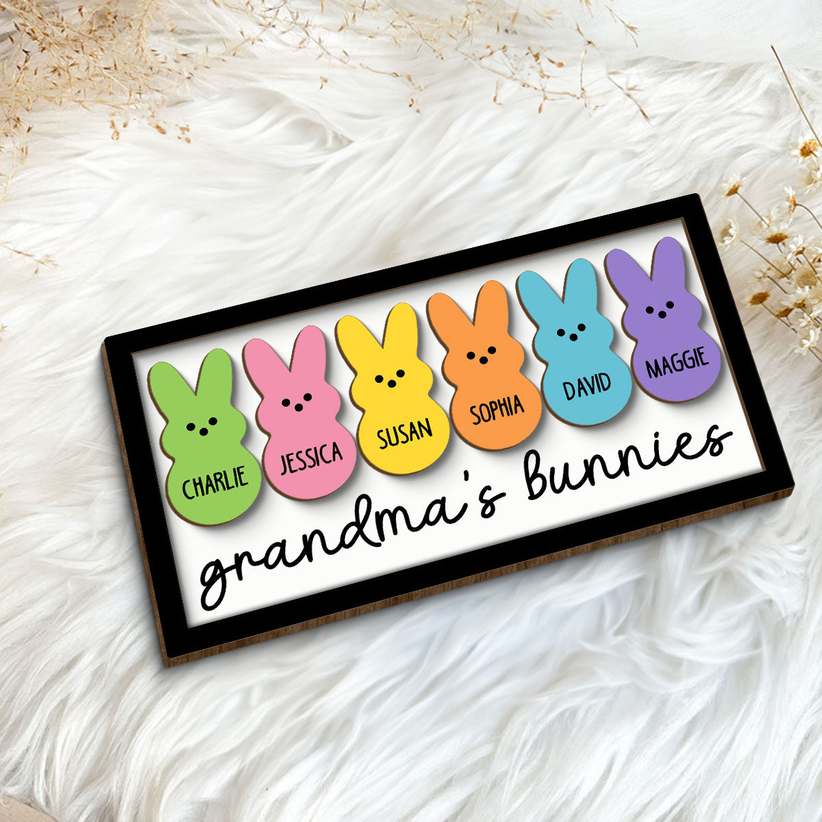 Grandma Mom Peeps Easter Gift Personalized 2-layer Wooden Plaque
