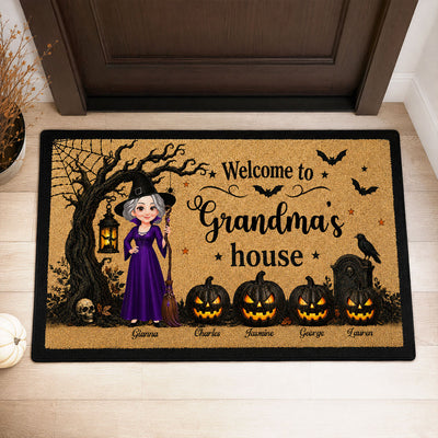 Welcome To Grandma House Grandma Wicth - Personalized Doormat - Halloween Decoration