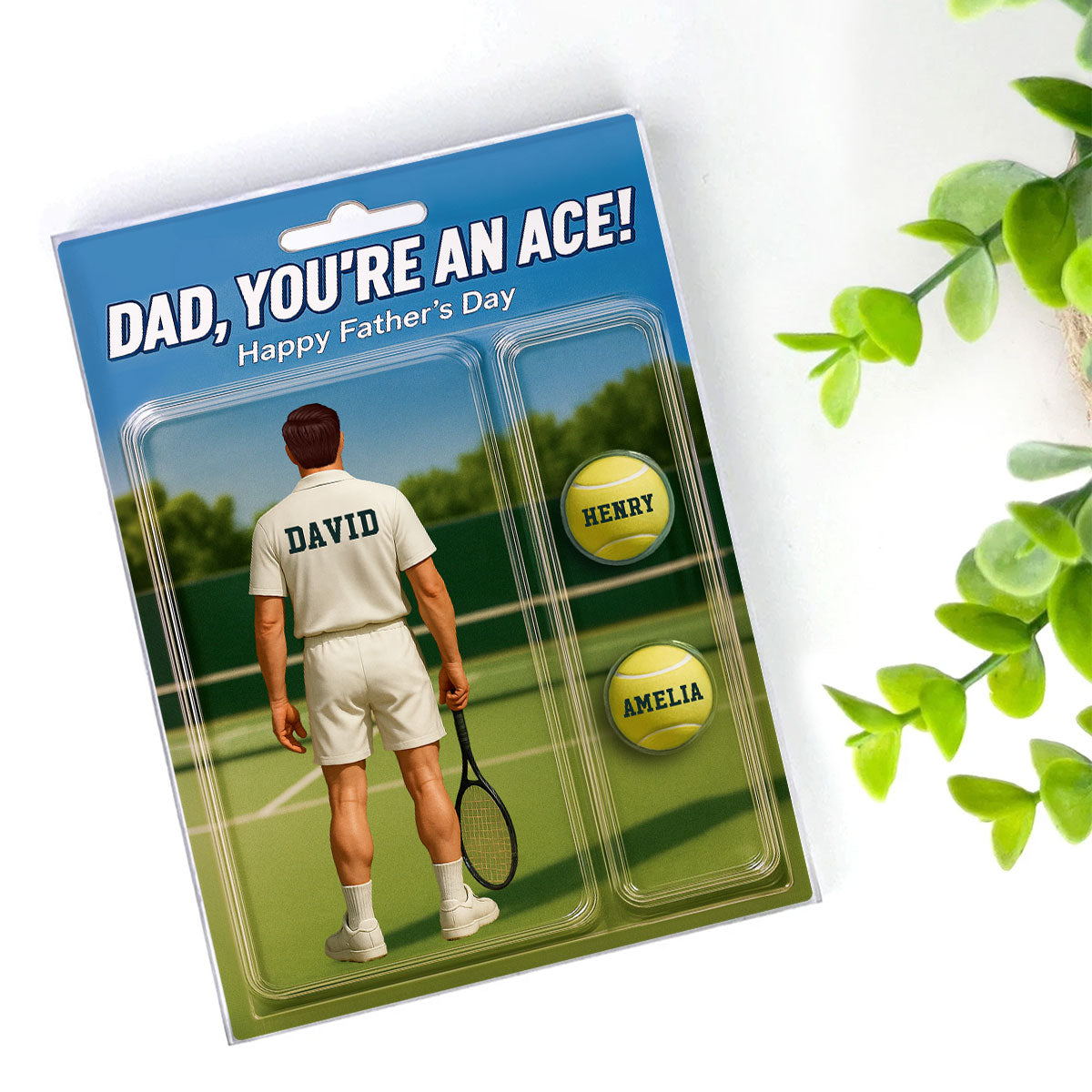 You're An Ace Tennis Dad With Kids' Names Custom Figure Personalized Acrylic Block Plaque, Father's Day Gift For Him, For Dad