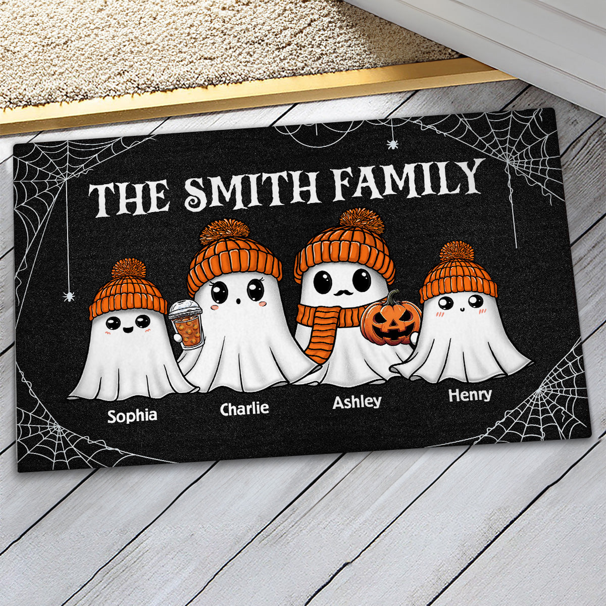 Family Our Boo Crew Fall Season Halloween Personalized Doormat