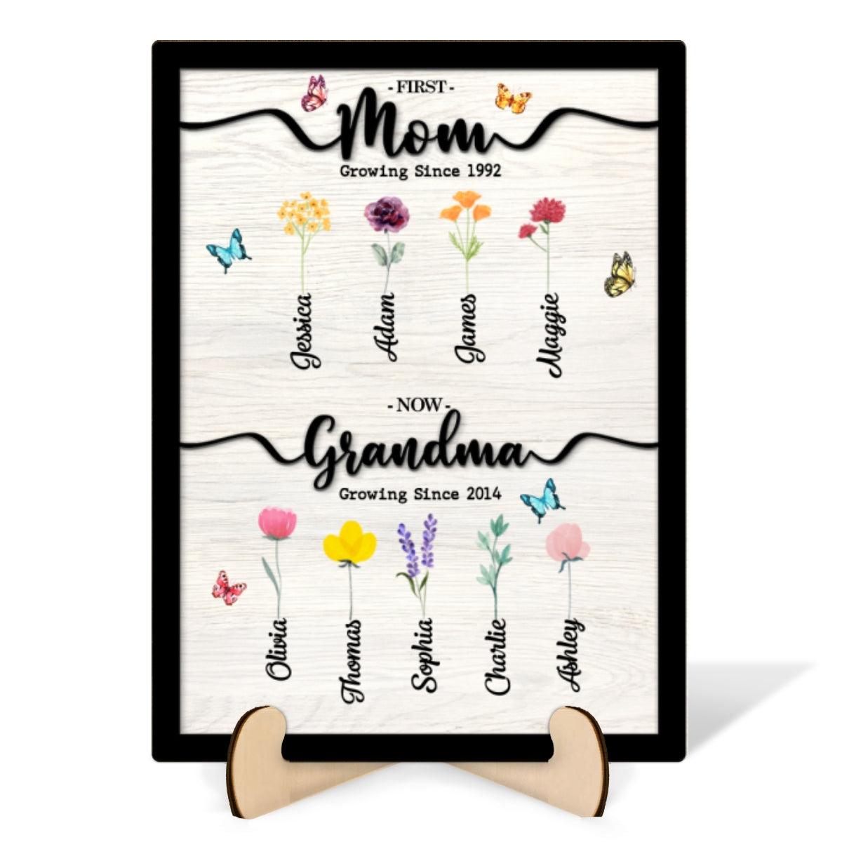 First Mom Now Grandma Personalized 2-Layer Wooden Plaque