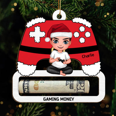 Unique Christmas Gift For Gamer Personalized Wooden Money Holder Ornament