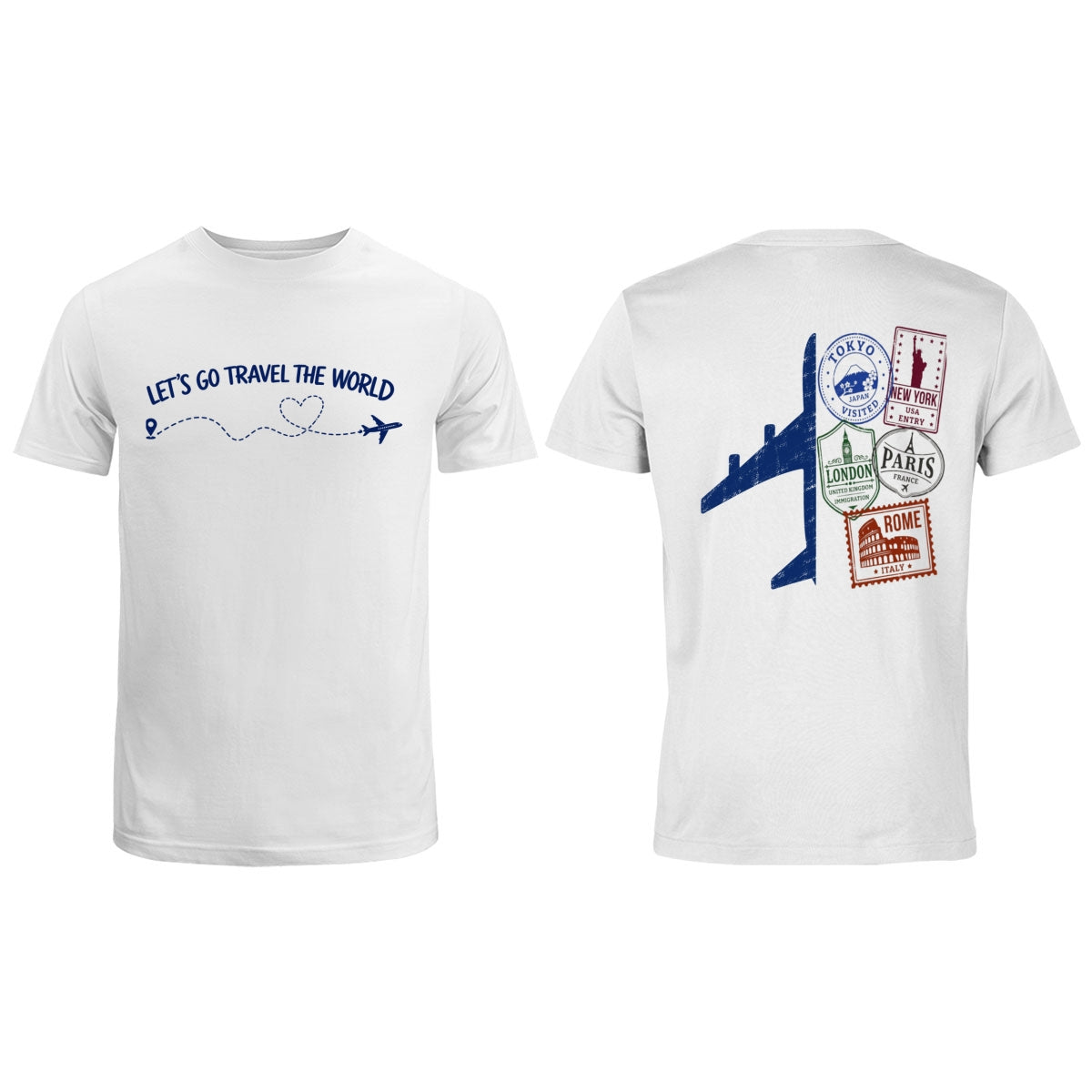 World Travel Passport Stamps - Personalized Shirt - Gift for Travel Lovers & Adventurers