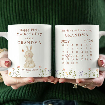 Happy 1st Mother's Day As My Grandma Nana Mommy Calendar Keepsake Personalized Mug