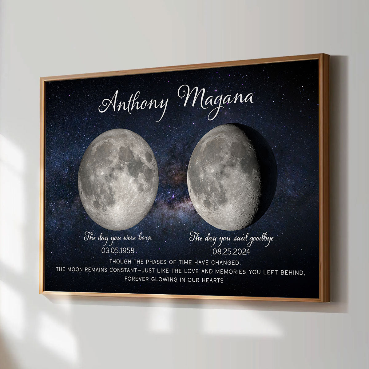 Lost Loved One Moon Phase Art Memorial Sympathy Gift - Personalized Poster
