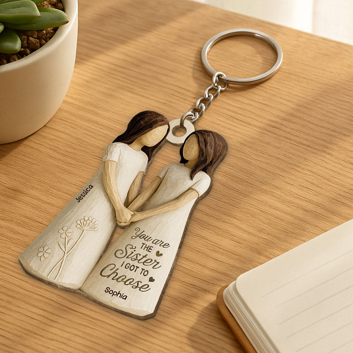 You Are The Sister I Got To Choose Personalized Wooden Keychain, Birthday Gift Friendship Gift for Besties, Best Friends