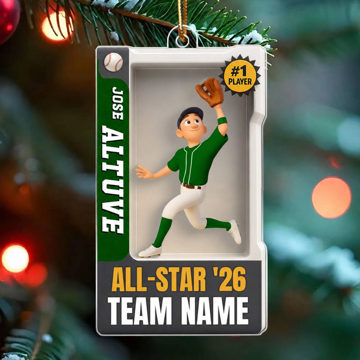 Baseball Player 3D Effect Action Figure - Personalized Acrylic Ornament - Christmas Gift for Son, Grandson