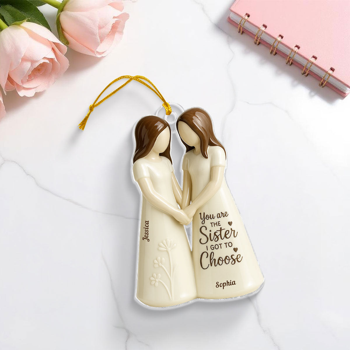 You Are The Sister I Got To Choose 3D Effect Personalized Flat Acrylic Ornament, Birthday Gift Friendship Gift for Besties, Best Friends