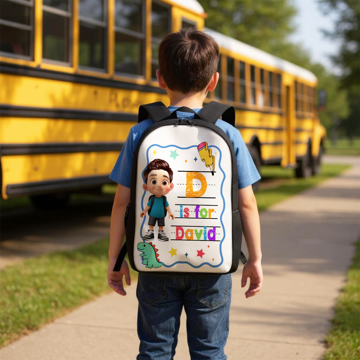 Back To School Gift For Kid, Custom Name Retro Personalized Backpack