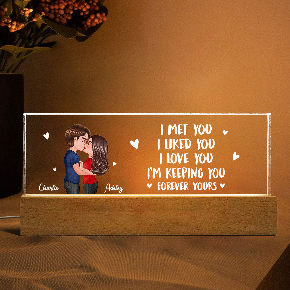 I Love You I'm Keeping You Personalized Acrylic LED Night Light, Anniversary Gift For Her, Gift For Him