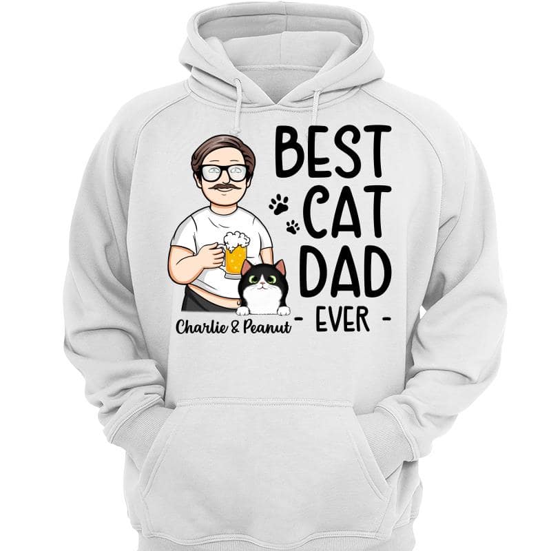 Funny Cartoon Man Best Cat Dad Ever Personalized Shirt