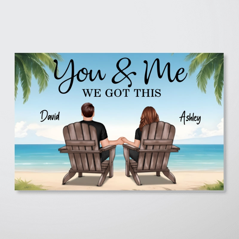 Summer Vibe Beach Landscape Couple Sitting Personalized Poster