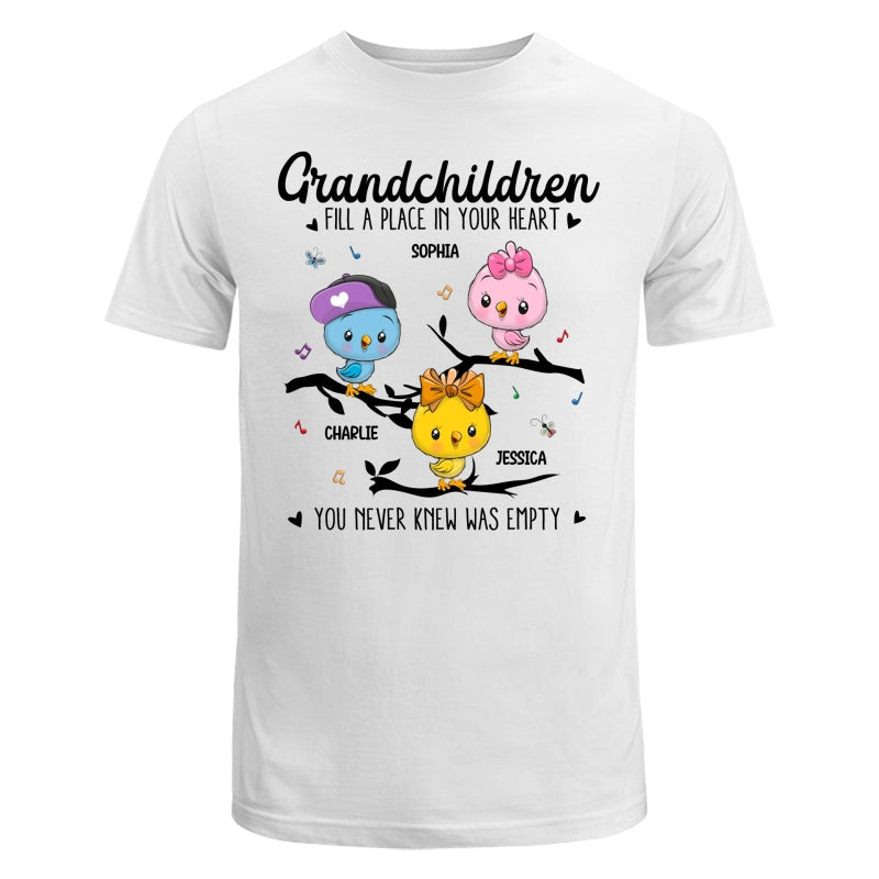 Cute Birds On Branch Grandkids Grandma Personalized Shirt