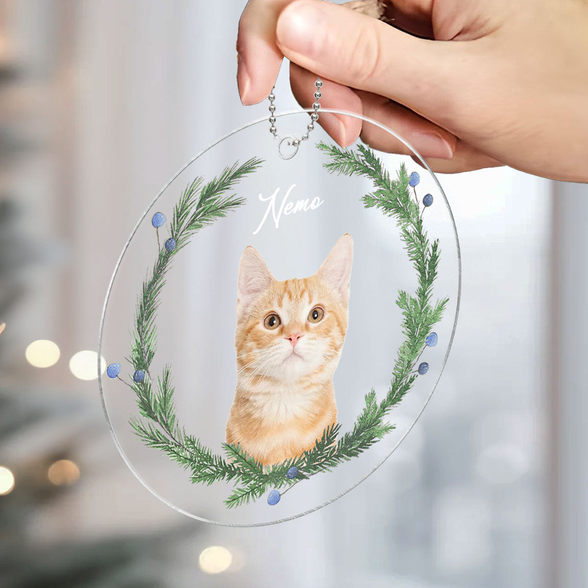 Personalized Pet Photo Acrylic Ornament, Custom Dog Cat Christmas Ornament, Christmas Gift For Dog Cat Pet Lovers