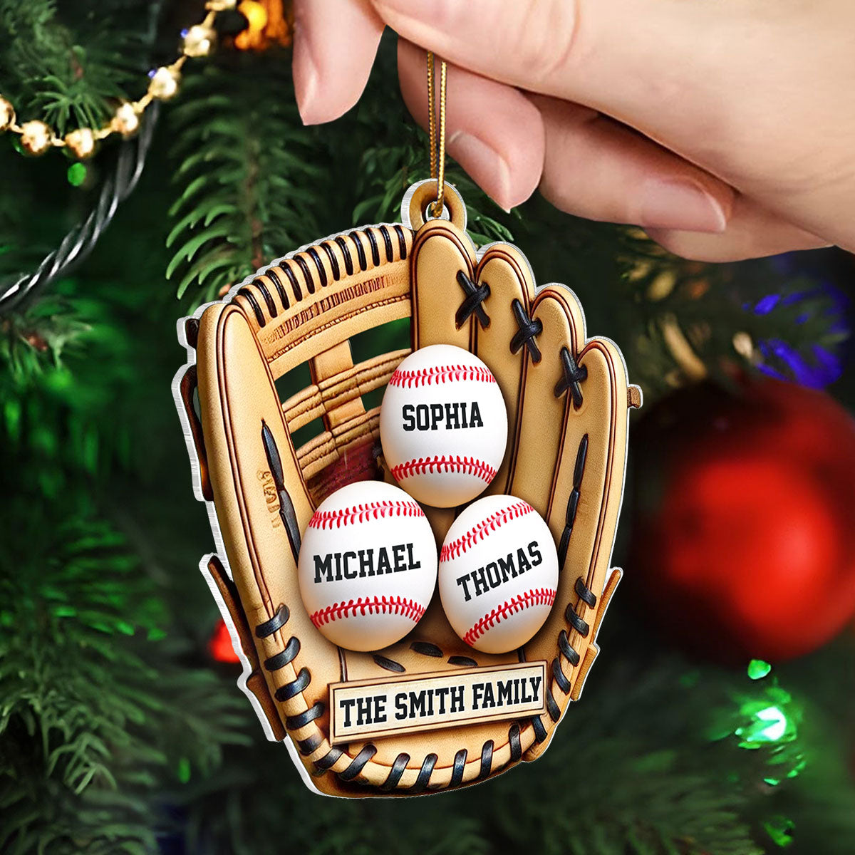 Baseball Family Glove 3D Effect Sport Lover Personalized Acrylic Ornament