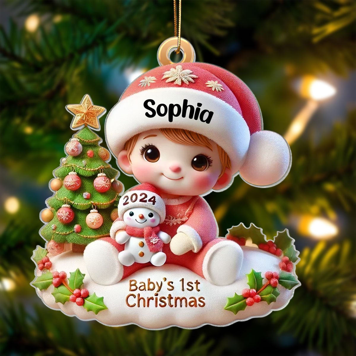 Precious Moments Baby’s First Christmas Dated 2025 Acrylic Ornament, Lovely Keepsake to Celebrate Baby's First Christmas, Christmas Decor For Newborns