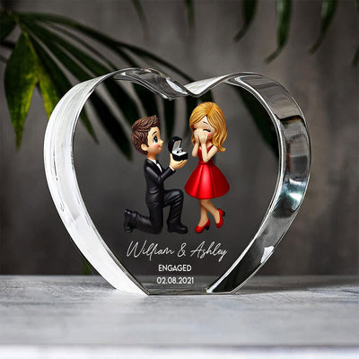 Marriage Proposal 3D Effect Personalized Crystal Heart LED,  Engagement Gift for her, Free Delivery