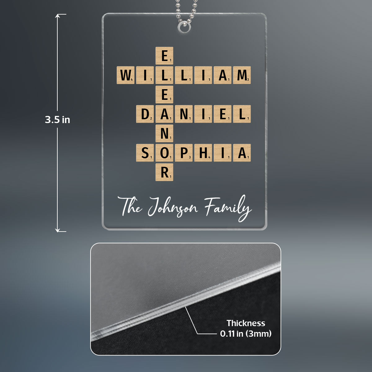Family Christmas Decor Crossword Puzzle Art Personalized Acrylic Ornament