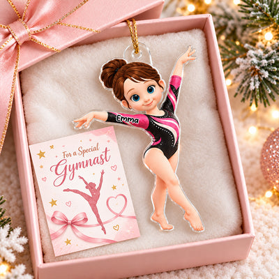 Gymnastic Girl Name - Personalized Acrylic Ornament - Christmas Gift for Daughter, Granddaughter