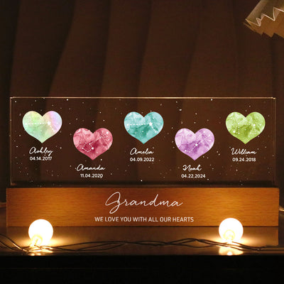 Birthstone Constellations Personalized Acrylic Block LED Night Light, Valentine's Day Gift, Grandparents Day Gift, Gift for Her, Mom Gift, For Grandma