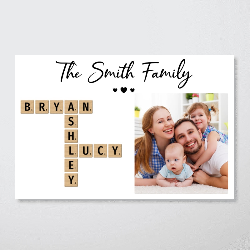 Family Home Decor Unique Gift For Family Friends Make Your Own Crossword Upload Photo Personalized Poster