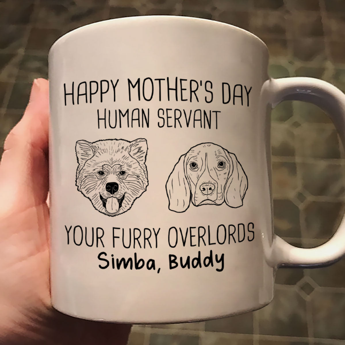 Good Morning Happy Mother‘s Day Dog Head Outline Personalized Mug