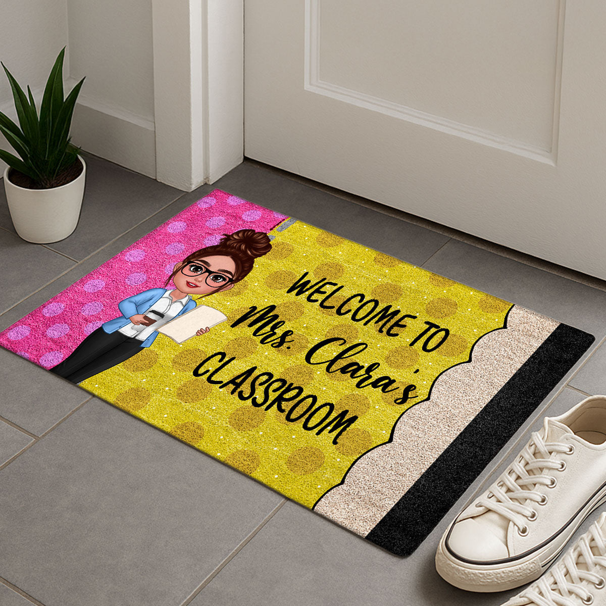 Teacher Pencil Welcome To Classroom - Personalized Doormat - Back To School Gift For Teacher