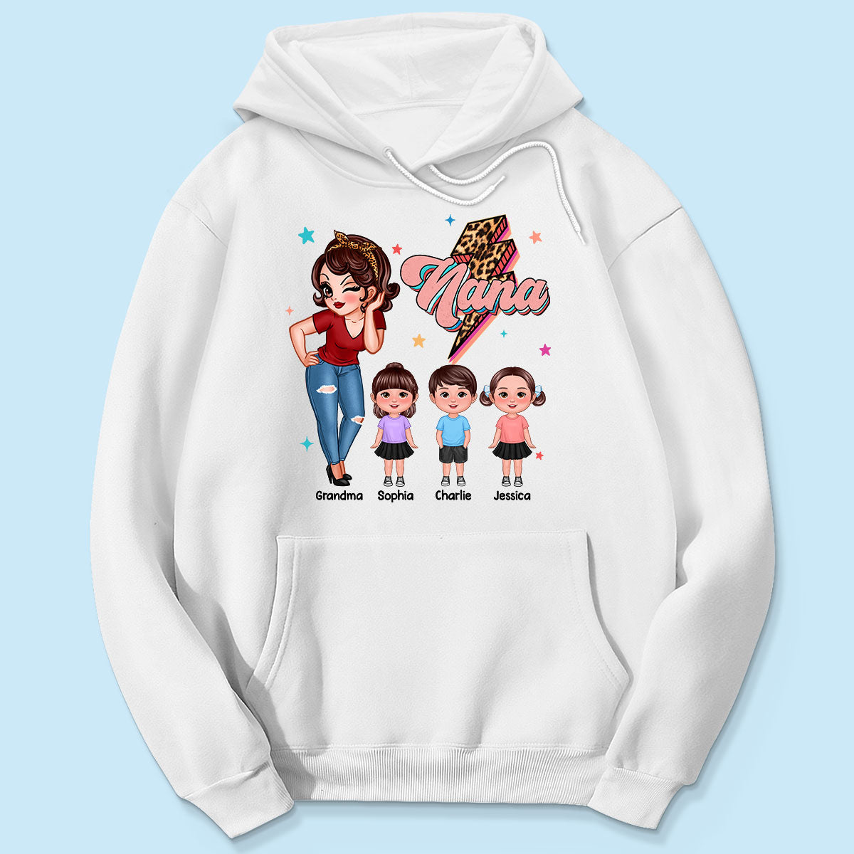 Grandma Retro Leopard Lightning Personalized Shirt